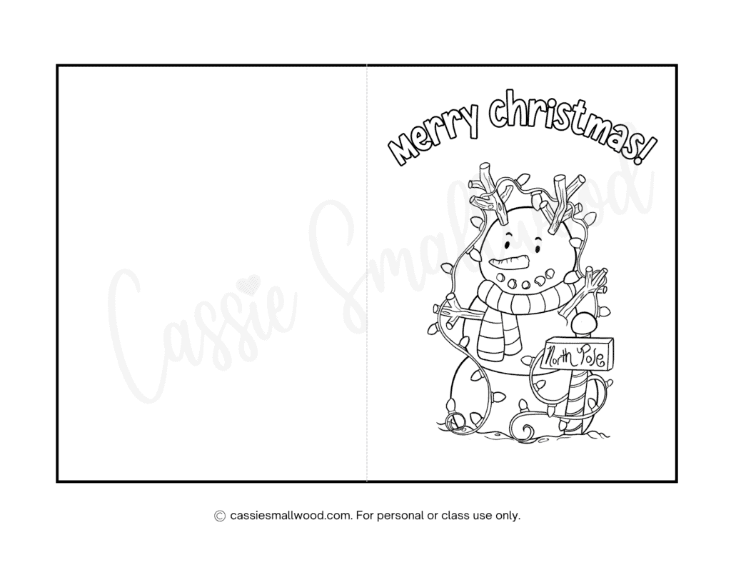 cute christmas cards to color - cassie smallwood